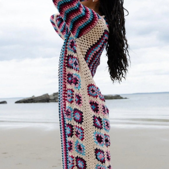 Granny Square Crochet Multi coloured Kimono  ( Sold ) - Picture 2 of 10